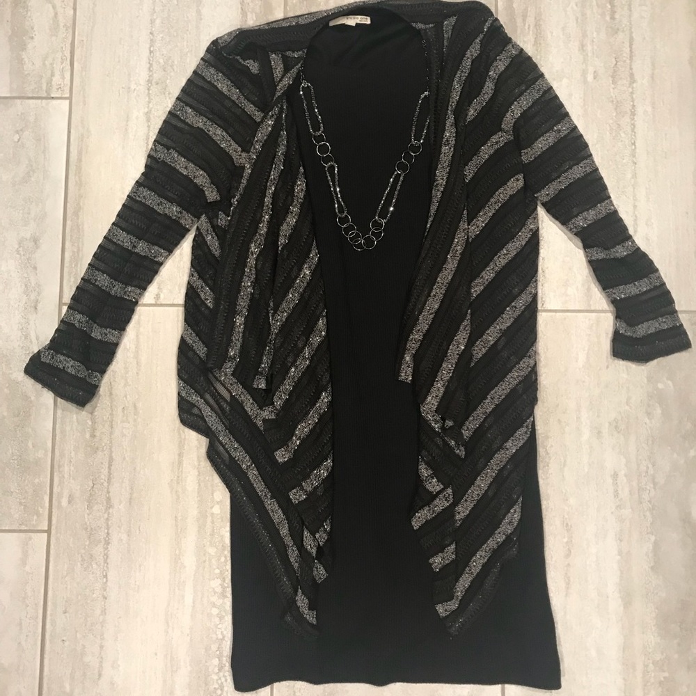 Black Dress with attached sweater and necklace